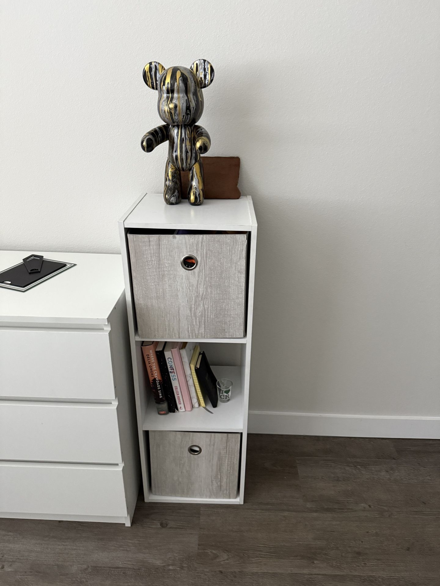 Two White Bookshelves