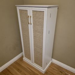 White Rattan Storage Cabinet