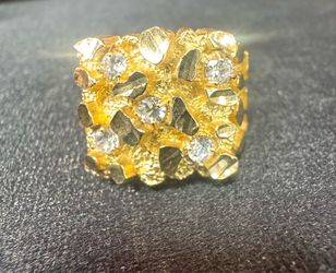 14KT YG CZ NUGGET RING