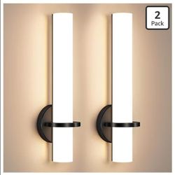 Set of 2 Black Acrylic Battery Operated Wall Sconces, 10000mAh Rechargeable Wireless Wall Sconce with Remote Control, 3000K-6000K Dimmable LED