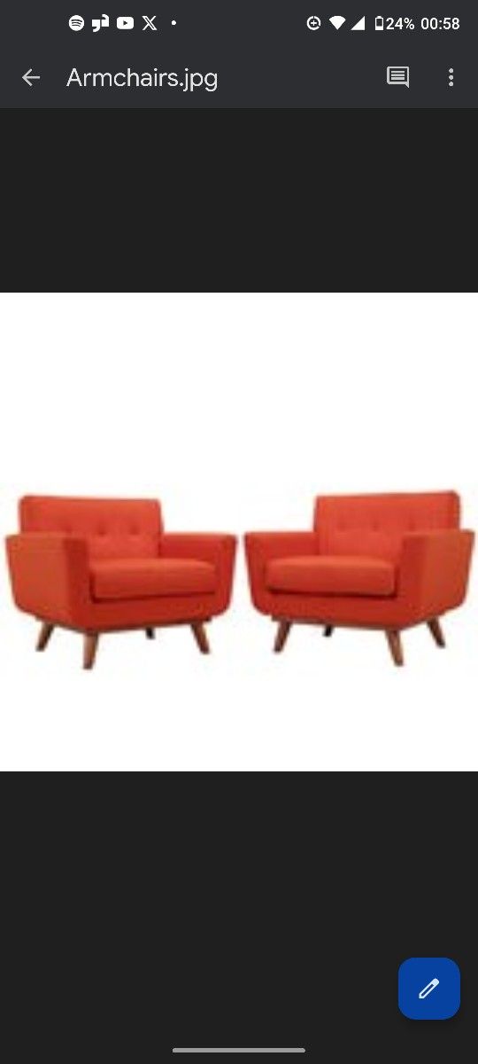 (2) Mid-Century Modern Armchairs priced to sell because we’re moving in 2 weeks!