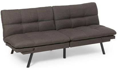 Futon-Modern Loveseat Sleeper for Small Compact Room,Office,Apartment,Dark Grey Linen Fabric