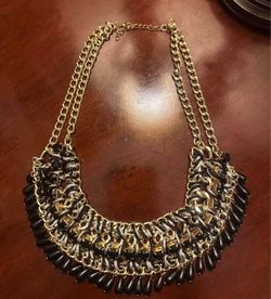 Gold and Black Statement Bib Necklace