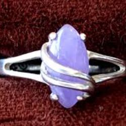 STERLING SILVER LAVENDER JADE RING SIZE 10