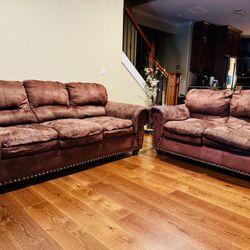 Moving Sale - Free Sofa & Love Seat ( Brown Color) 