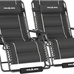 Oversized Zero Gravity Chair, Outdoor Full Padded Anti Gravity Recliner, Patio Folding Adjustable Reclining Seat with Cup Holder, Footrest & Headrest 