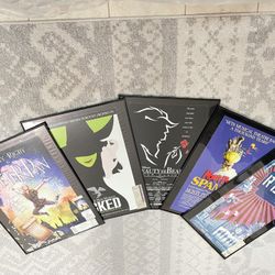 Collector’s Set Of 5 Broadway Posters (including “Wicked”) w/Ticket Stubs (from early 2000s) [PH]