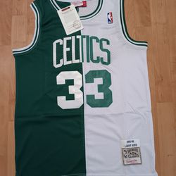 Larry Bird Boston Celtics Split Green/white Jersey 