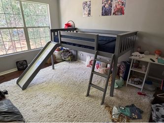 Twin Size Bed Frame with stairs and slide