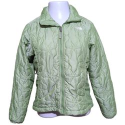 THE NORTH FACE Light Green Quilted Full Zip Jacket Size Medium