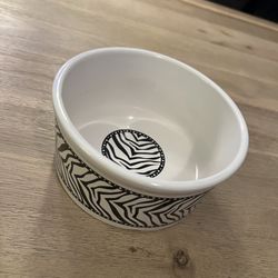 Zebra Print Pet Cat / Dog Food Bowl Ceramic Dish 6” D 3” H