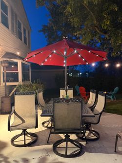 Outdoor Patio Dining Set with Solar Umbrella