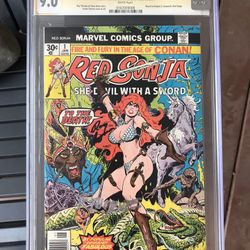 Red Sonja #1 (1977) CGC 9.0 — White P; Signed (SS) x2 Frank Thorne & Roy Thomas