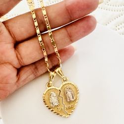 Guadalupe 2 Piece Heart Te Amo Necklace. New