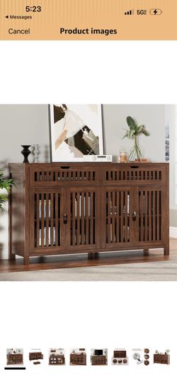 Vabches Storage Cabinet with Drawers 55" Large Buffets & Sideboards with Adjustable Shelves and Doors, Multifunctional Kitchen Pantry Cabinet Coffee B