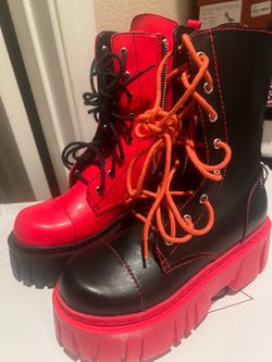 Dolls kill red and black boots size 7