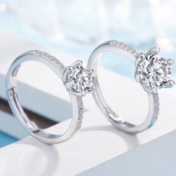 R13- 925 Sterling Silver Zircons Ring!