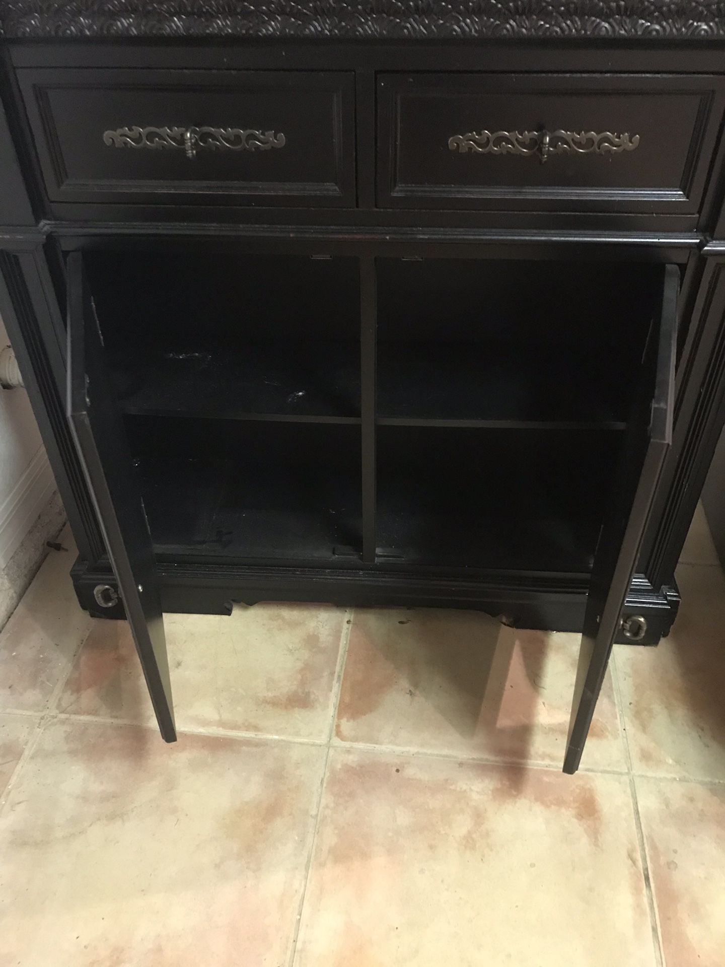 Black cabinet/side table/server wood top