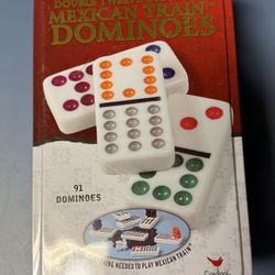 The Cardinal Double Twelve Color Dot Mexican Train Dominoes is a 91-piece tile game designed for 2 players of ages 8 and up. This game is known for it