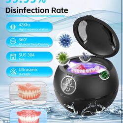Ultrasonic Retainer Cleaner, 44kHz Sonic Cleaning Pod for Dentures, Aligners & Mouth Guards, 180ML, 3 Timer Settings, Portable for Dental Appliances &