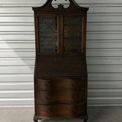 Vintage Antique Mahogany Secretary Desk With Hutch Chippendale Style