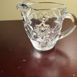 Vintage Star Of David Clear Glass Creamer