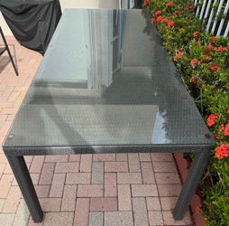 Wicker Table with glass top