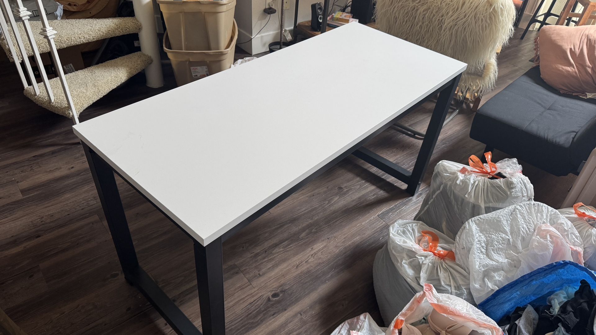 White Wooden Desk with Metal Legs