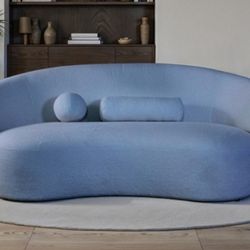 Brand New Blue Super Plush Chenille Sofa (Pillows Included)