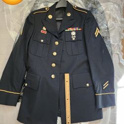 US Army Military Men ASU Uniform Coat Jacket NCO Pants Shirts White Long Short Sleeve Set Trousers Dress Blue