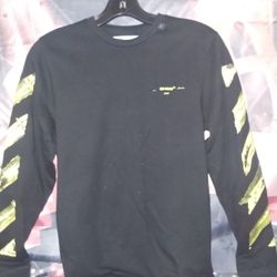 Men's Small Off-white Black And Yellow Long Sleeve Shirt