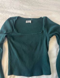 Hollister Ribbed Square Neck Long Sleeve Top