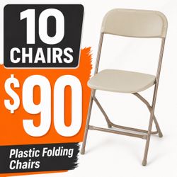 Beige plastic folding chairs