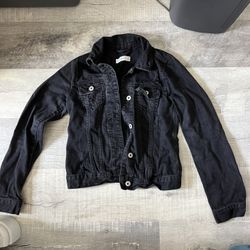 kids abercrombie black jean jacket - size L (14) 