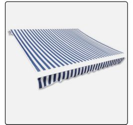 Awning Blue and white Polyester with PU coating 196.9 x 118.1 in