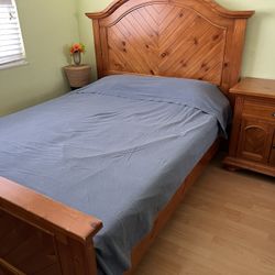 Queen Bed Frame + Nightstand