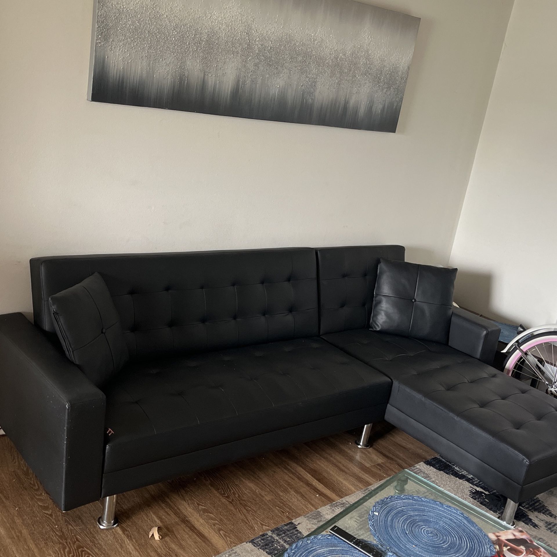 Small Faux Leather Sectional Couch