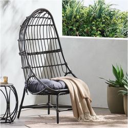 Black Wicker Egg Chair with Cushion