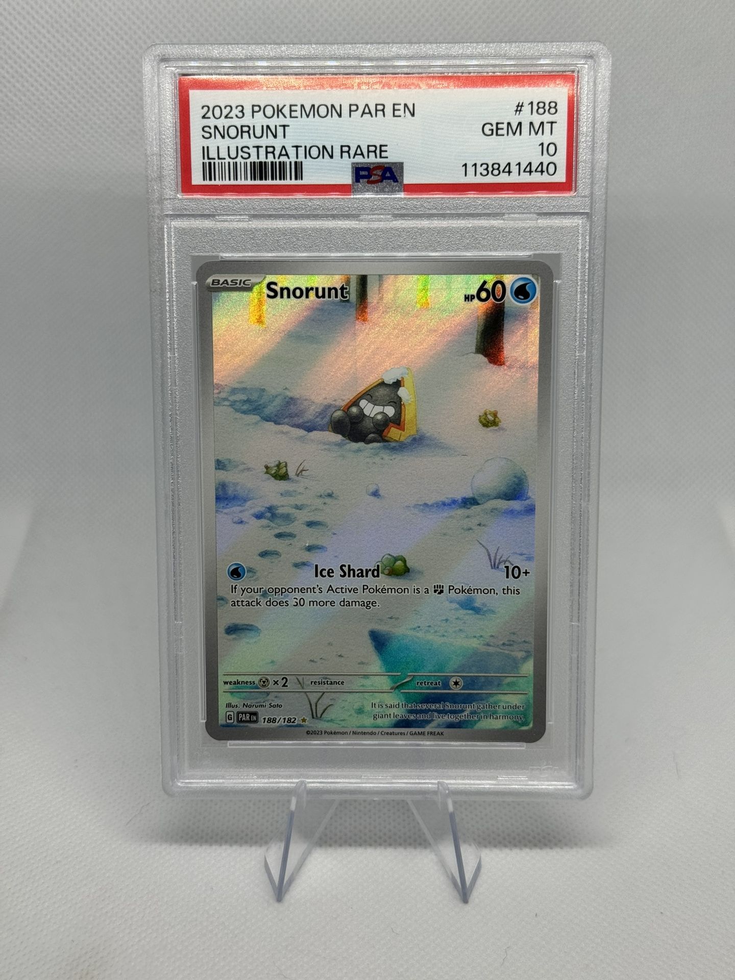 2023 Pokémon Snorunt 188/182 Holo Illustration Rare Card PSA 10