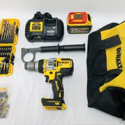 DeWalt 20V MAX Flexvolt Advantage  1/2” Hammer Drill w/6ah Battery, Charger, Bits & Bag