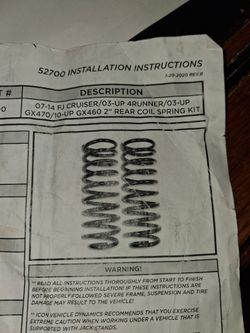 Rear Coil Spring kit GX460 2" 07-14