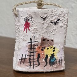 Miniature Luminary Bag Ornament Handpainted Bone