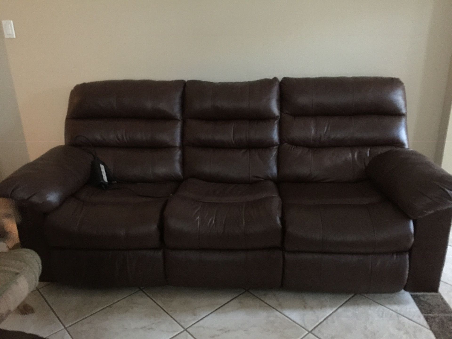 Leather power recliner sofa for sale