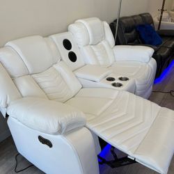 SOFA Y LOVESEAT. POWER. RECLINABLE. WHITE. 