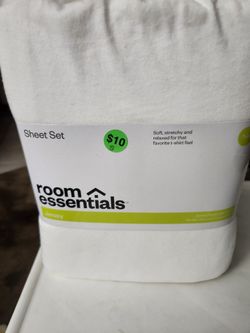 NEW NEVER USED  ROOM ESSENTIALS JERSEY SHEET SET TWIN SIZE  Price Firm