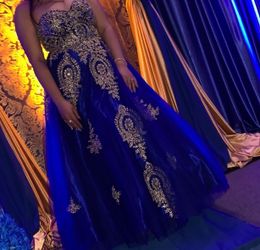 Royal Blue & Gold Formal Gown