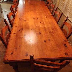 12 Chair Wood Dining Room Table 