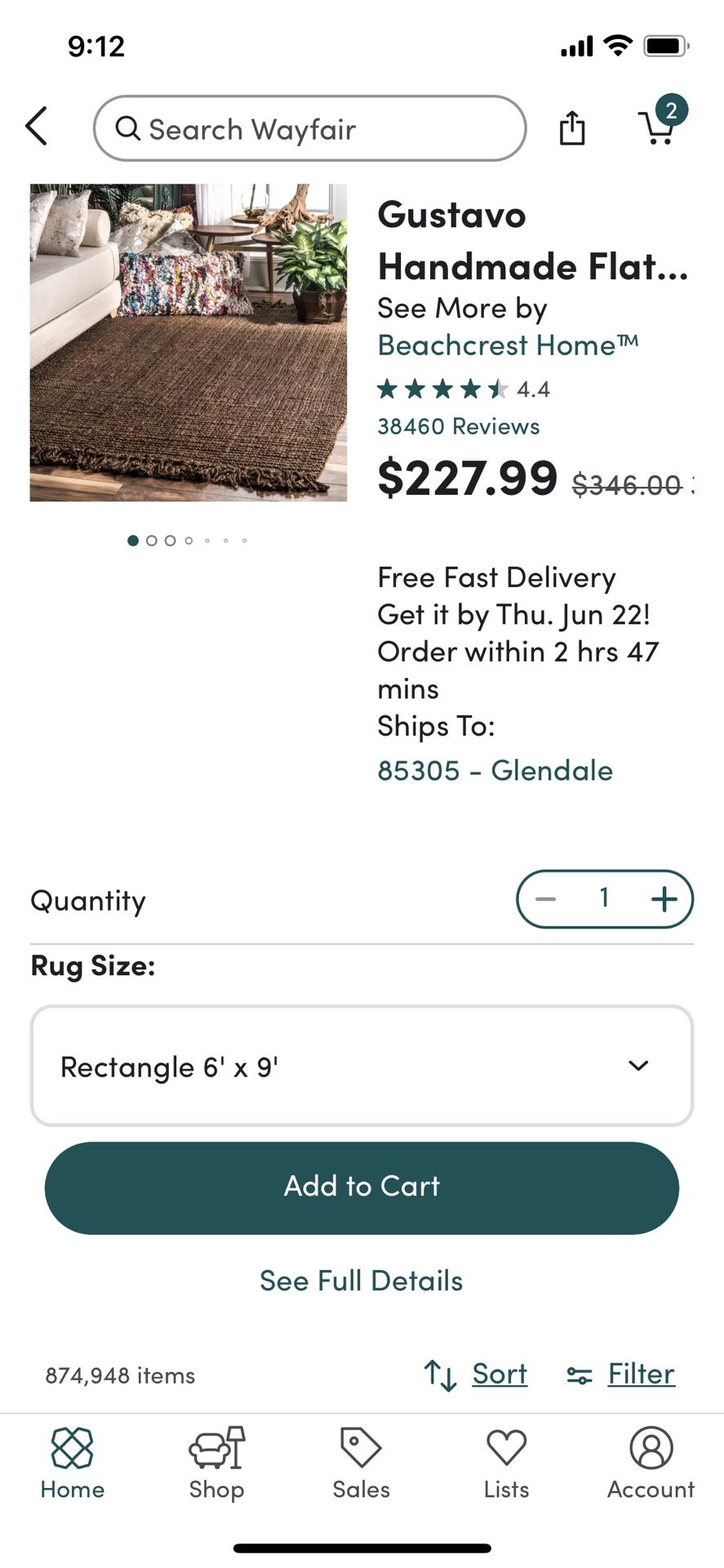 9x6 Dark Brown Woven Rug