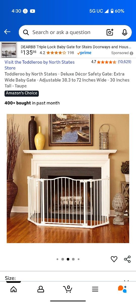 Toddleroo by North States - Deluxe Décor Safety Gate: Extra Wide Baby Gate - Adjustable 38.3 to 72 Inches Wide - 30 Inches Tall - Taupe
