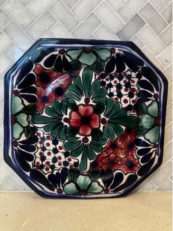 Talavera Amora Hand painted Multicolored Wall Plate 10" Made in Mexico